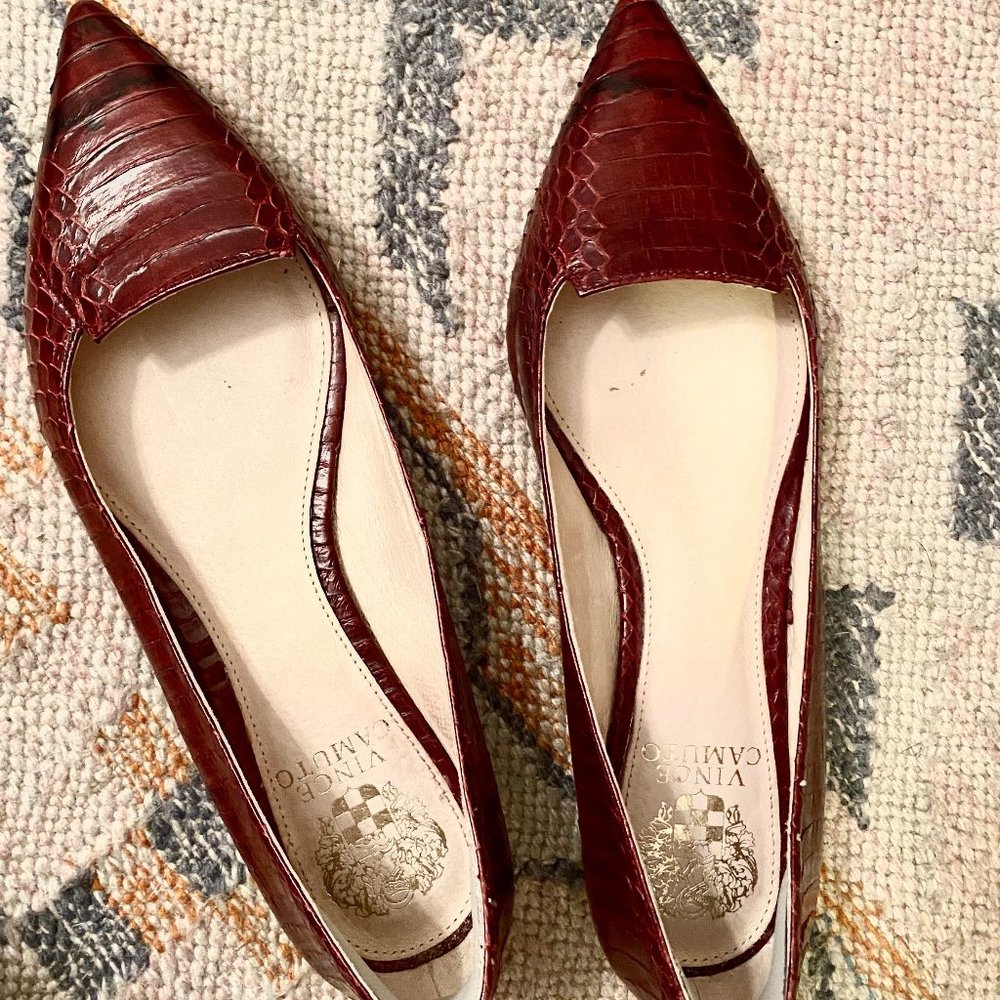Vince Camuto Red Embossed Leather Flats - 7.5
